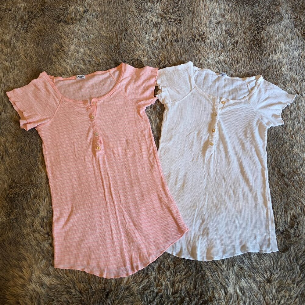 Splendid 2 lightweight short sleeve Henley soft tops
